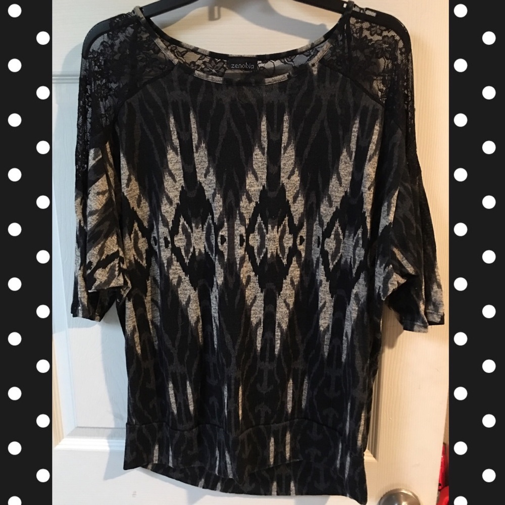 Black lace sweater shirt Zenobia XL